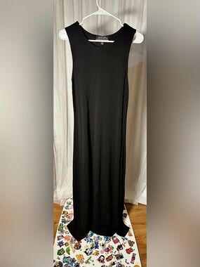 Vintage 90s Casual Corner Annex Black Sleeveless Maxi Dress Large
